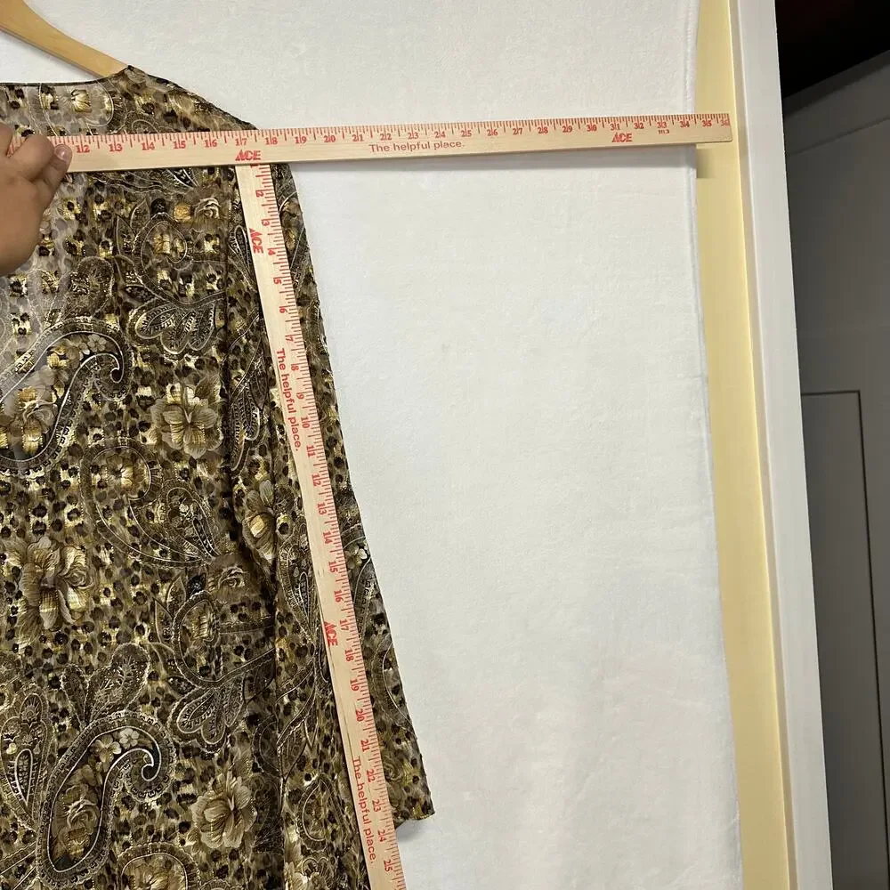 Vintage Maggie Barnes‎ Paisley Animal Print Clipdot Brown Flowy Cardigan Tied - Picture 8 of 9